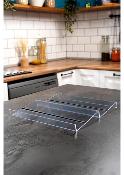 Home 2 Adet Kaydırmaz Pedli Şeffaf Stand Baharatlık Standı Çekmece Içi Düzenleyici Mh.ydk.plx2