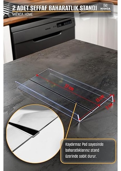 Home 2 Adet Kaydırmaz Pedli Şeffaf Stand Baharatlık Standı Çekmece Içi Düzenleyici Mh.ydk.plx2 fırsatları