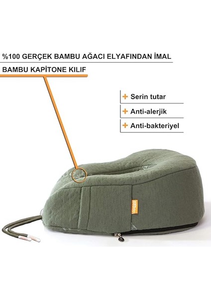 Bambu Serisi | Ortopedik Boyun ve Seyahat Yastığı | Haki Renk modelleri
