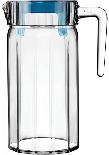 Akrilik Turkuaz Kapaklı Kösem Sürahi 1400 cc