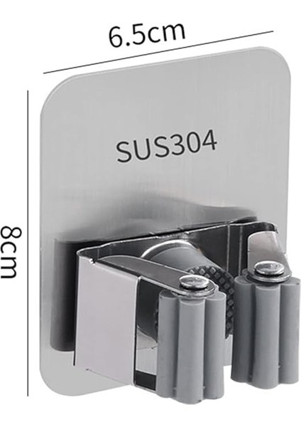 304 Kalite Paslanmaz Çelik Duvar Tipi Süpürge ve Mop Tutucu – 6,5x8 Cm, Yapışkanlı Montaj, Kaymaz Kauçuk Silindir, Deliksiz Askı Aparatı, Bahçe, Çamaşır Odası, Garaj, Ofis, Balkon Için fırsatları