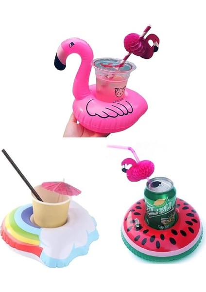 3lü Şişme Havuz Deniz Bardak Tutucu Float Bar Seti