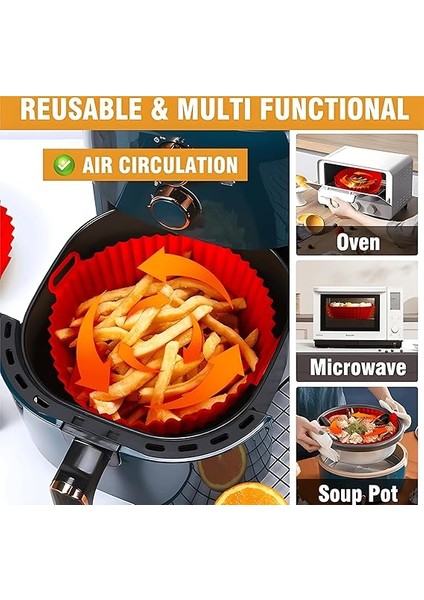 3 Adet Sıcak Hava Fritözü Silikon Kalıp Sıcak Hava Fritözü Liner Silikon Kalıp Tekrar Kullanılabilir ve Sıcak Hava Fritözü, Mikrodalga Fırın ve Fırın Için Uygundur (Siyah) fiyatları