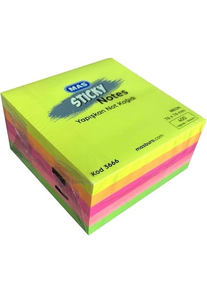 130000366600 Yapışkanlı Not Kağıdı, Sarı, Turuncu, Açık Pembe, Koyu Pembe, Yeşil