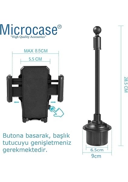 Araç Içi Bardaklıktan Monte Telefon Tutucu Siyah - Model AL2910 fırsatları