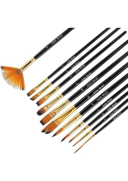 12 Parça Boya Fırçası Seti, Çocuklar, Yetişkinler, Yeni Başlayanlar ve Profesyonel Için Akrilik, Yağlı, Suluboya ve Guaj Boyama modelleri