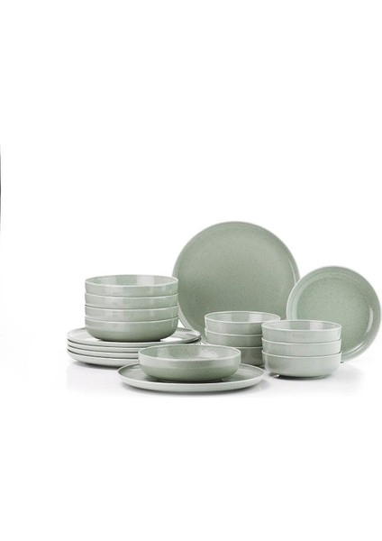Porselen Moderna 18 Parça 6 Kişilik Yemek Takımı Yeşil modelleri