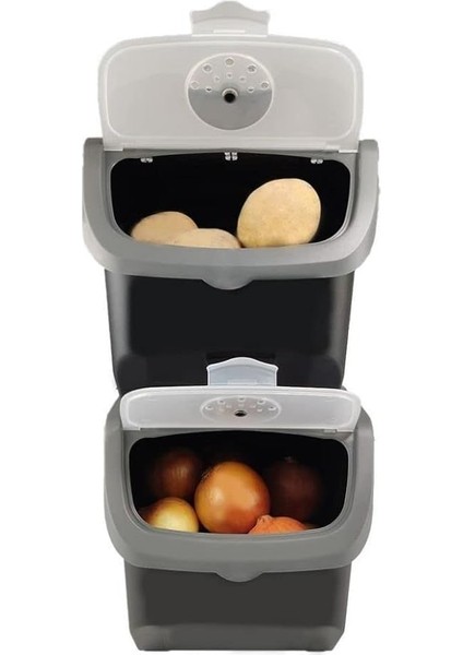 Coral 2'li Soğan Patates Saklama Kabı 12 Litre - Gri modelleri