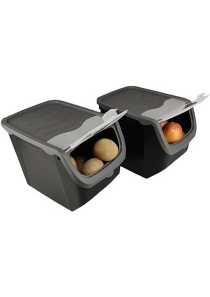 Coral 2'li Soğan Patates Saklama Kabı 12 Litre - Gri indirimleri