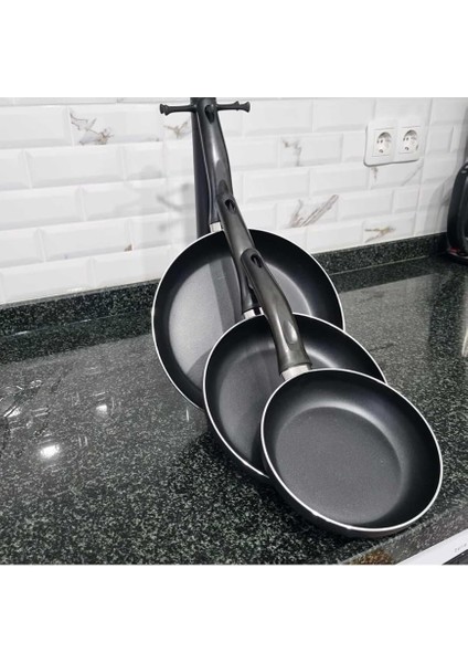 Yapışmaz Teflon Tava Seti 16 20 24 cm Teflon Tava Seti Günlük Kullanım Tavası