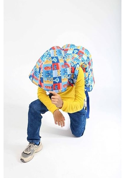 Kids Mavi Çok Renkli Robot Erkek Çocuk Okul Sırt Çantası - Yağmurluk Özellikli fiyatları