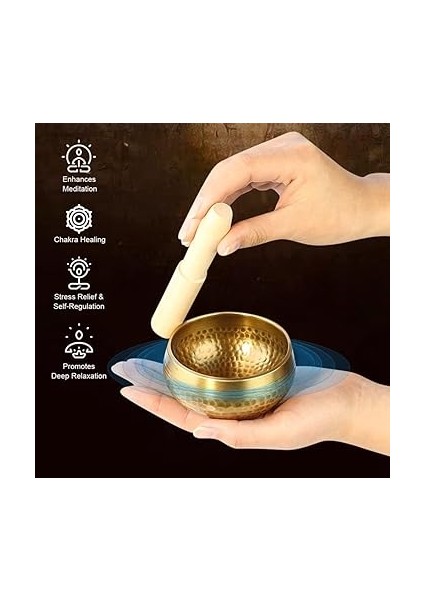 Tibet Meditasyon Zili Seti, Tibet Çanları, Yoga, Meditasyon, Çakra Iyileştirme Için Tibet Çanı Yastığı (3,3 Inç) modelleri