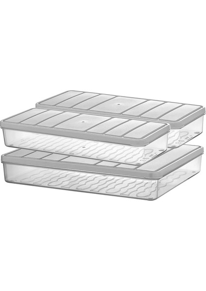 Home - Nora 3'lü 1 Büyük + 2 Küçük Boy Açık Gri Saklama Kabı fiyatları