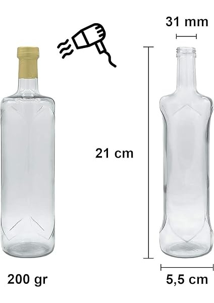 250 ml Şeffaf Piramit Kilitli Kapaklı ve Kapüşonlu Boş Cam Şişe 6 Adet fiyatları