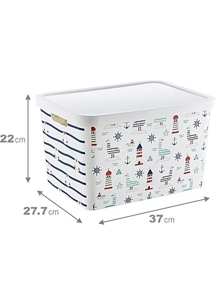 Stafi Desenli Çok Amaçlı Kapaklı Kutu 18 Lt Marin modelleri