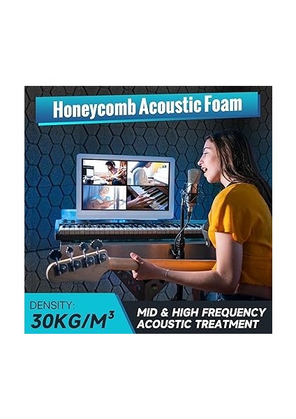 Akustik Köpük, 12 Adet, Akustik Plaka, Ses Emici, 30 x 30 x 2,5 Cm, Ses Yalıtımı, Ses Yalıtımı, Podcast, Stüdyo, Oyun Dekorasyonu, Akış Aksesuarı, Akustik Panel, Siyah fiyatları