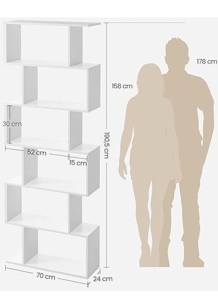 Kitaplık, 6 Katlı, Ayaklı Raf, Ofis Rafı, Bağımsız, Dekoratif Raf, Sunum Için, Modern, Oturma Odası, Yatak Odası, Ofis Için, Beyaz LBC61WT modelleri
