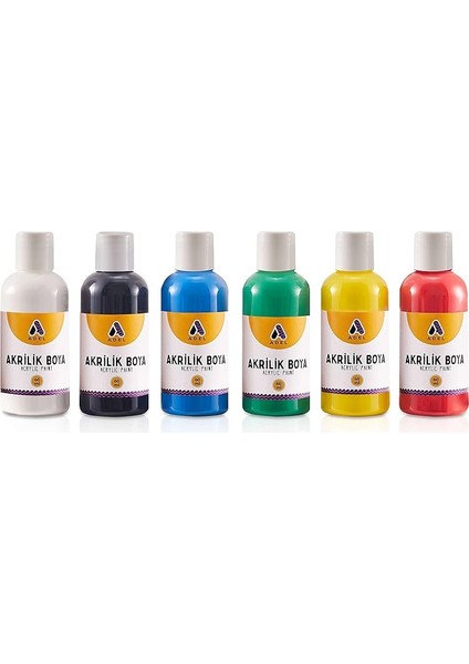 Akrilik Boya Seti, 6’lı, 60 Ml, Klasik Renkler, Su Bazlı, Karışabilir ve Çok Yüzeyli Kullanım
