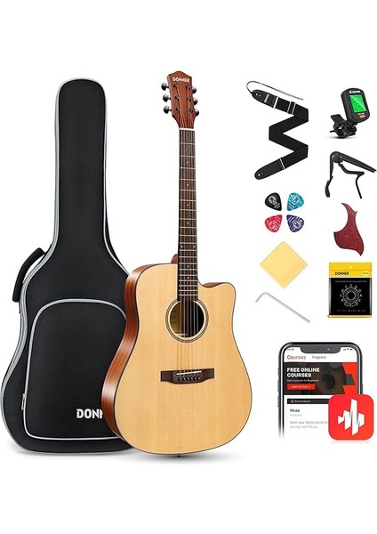 Dag-1c Cutaway Akustik Gitar Seti (Natural)