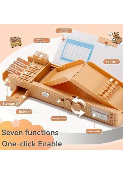 Şifreli Kalem Kutusu Kapibara Kalemlik Çok Fonksiyonlu Sevimli Büyük Kapasiteli Kawaii Kore Tarzı indirimleri