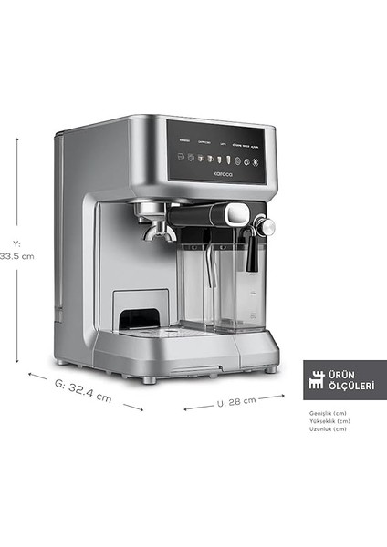Mycaffe Barista S10 Entegre Süt Hazneli, Espresso, Latte ve Cappuccino Makinesi Galaxy Grey fiyatları