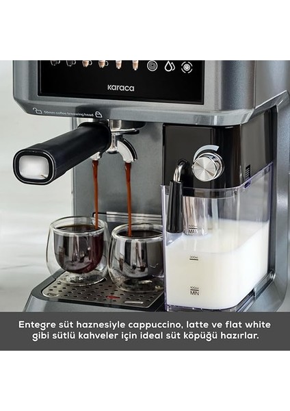 Mycaffe Barista S10 Entegre Süt Hazneli, Espresso, Latte ve Cappuccino Makinesi Galaxy Grey modelleri