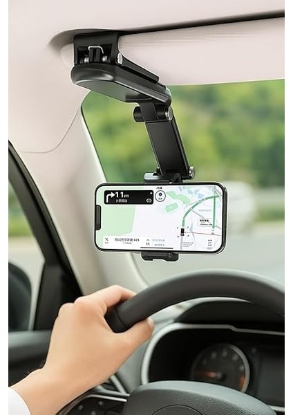 Güneşlik Üzerine Takılan, 1080° Döner Ayarlı, Araç Telefon Tutucu, Universal Evrensel Cep Telefonu Standı, Paslanmaz Abs Malzeme, Şık Tasarım, Seyahat Navigasyon Için fiyatları