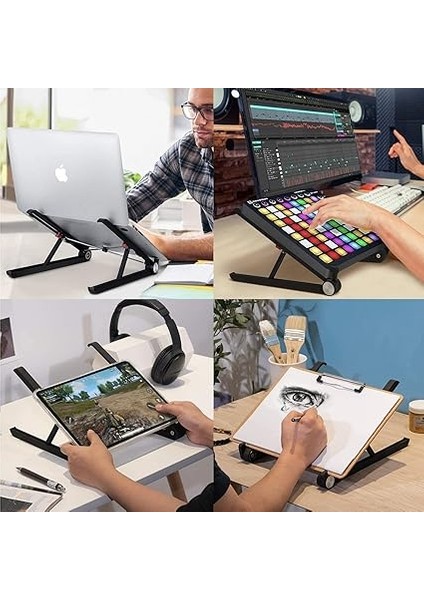 Saıjı X1 Laptop Sehpası, Katlanabilir, Tablet Sehpası, Alüminyum Alaşım, Online Sınıf Çalışması, Duruşu Iyileştirme, Isı Dağılımı Macbook, iPad ve 10-15,6 Inç Olan Tüm Cihazlar ile Uyumlu. Siyah fırsatları
