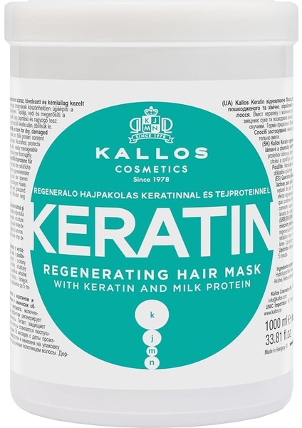 Kallos Kjmn Krem Saç Maskesi, Keratinli ve Süt Proteinli, Kırılgan Saçlar Için, 1,07 Kg…