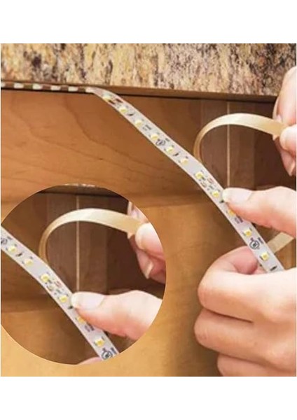 SB-6501 Şerit LED Işık Aydınlatma Seti Aç/kapa Butonlu, Adaptörlü, Mutfak Tezgah, Çalışma Masası, Dolap ve Raf Işıklandırma, Dekoratif Aydınlatma (Beyaz, 250 Cm) indirimleri