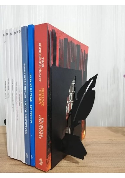 Dekoratif Divit ve Gaz Lambası Desenli Metal Kitap Tutucu 2'li Paket fırsatları