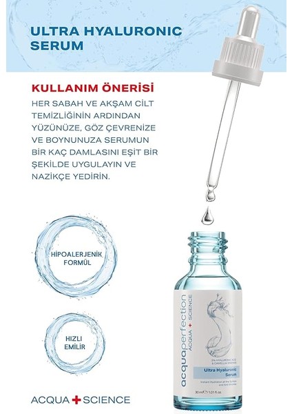 Perfection Ultra Yoğun Nemlendirme ve Dolgunlaştırıcı Etkili, Kırışık Karşıtı Hyaluronic Serum (Ultra%3 Hyaluronic Acid) 30ML, Yenileyici Etki, Tüm Ciltlere Uygun indirimleri