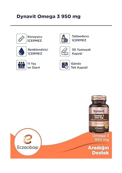 Omega 3 950 Mg 30 Yumuşak Kapsül indirimleri