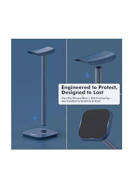 Kulaklık Tutucu, Tüm Kulak Üstü Bluetooth Kulaklıklar Için Kulaklık Standı, Ağırlıklı Tabanlı Evrensel Kulaklık Tutucu + Alüminyum Boru, Oyun Kulaklığı Tutucu, Çalışma Masası Aksesuarı (Mavi) indirimleri