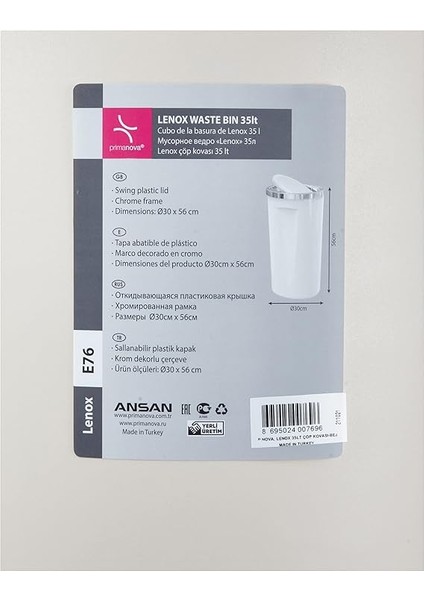 Lenox 35 Lt Çöp Kovası, Kapaklı, 30 x 56 Cm, Bej fırsatları