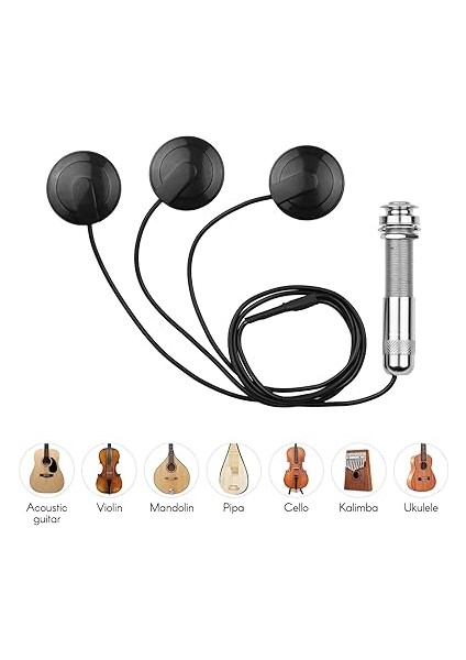 Yapışkanlı Enstrüman Pikap Akustik Gitar Pikap Mini Dönüştürücü, Keman Mandolin Ukulele Için 1/4 Inç Konnektörü ile modelleri