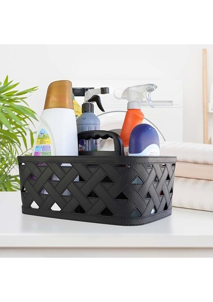 Deri Desenli Saplı Sepet