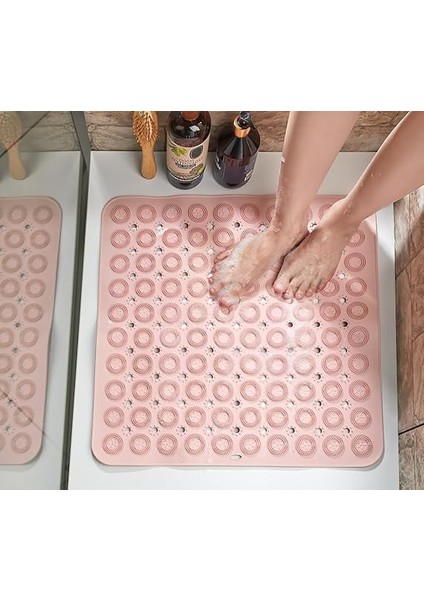 Masajlı Kaydırmaz Banyo Paspası (Siyah, Gri Kare) modelleri