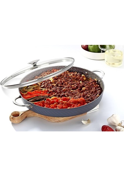 cm Cam Kapaklı Pro Plus Granit Fırın Tepsisi