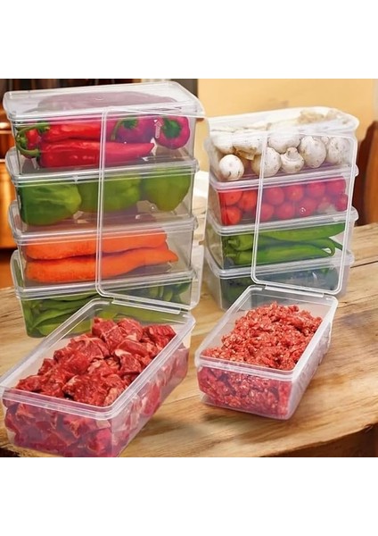 10 Adet 2 Lt. 10 Adet 1 Lt Kendinden Kapaklı Derin Dondurucuya Uygun Buzluk Saklama Kabı Düzenleyici