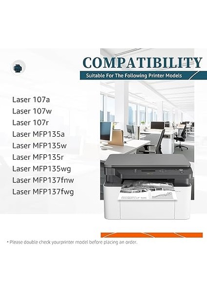 106A Hp 106A W1106A Toner Kartuşu Hp Lazer 107W 107A 107R Hp Lazer Mfp 135WG 135A 135R 135W 137FNW Için Uyumlu (1 Siyah, Çipli) fiyatları