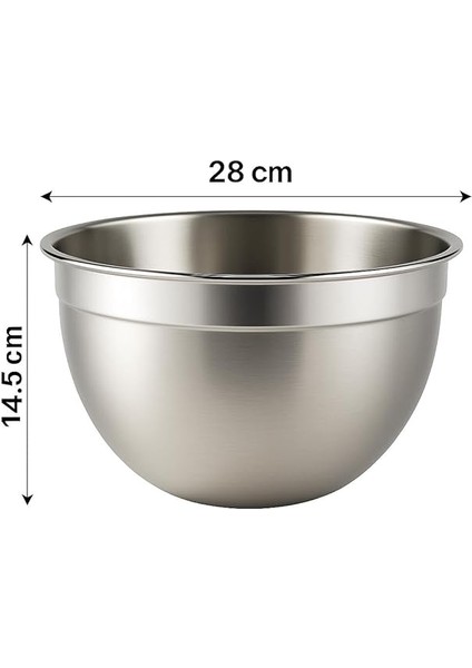 304 Paslanmaz Çelik Karıştırma ve Mikser Kasesi - 28 cm x 14.5 cm | Çok Amaçlı, Dayanıklı, Bulaşık Makinesine Uygun fiyatları