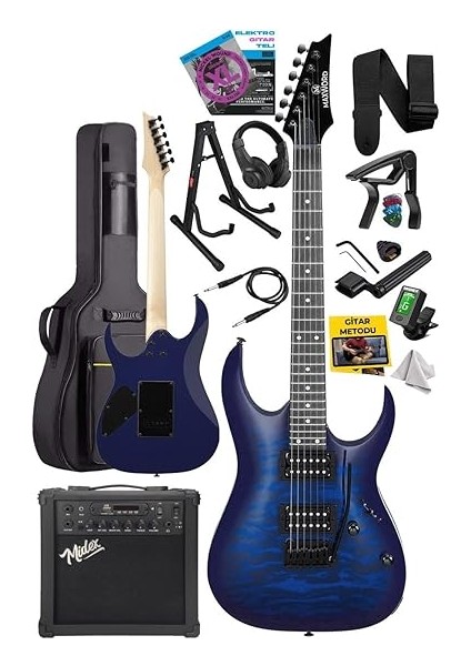 GRADE-25AMP Blue Rosewood Yüksek Kalite 25W Amfili Elektro Gitar fiyatları