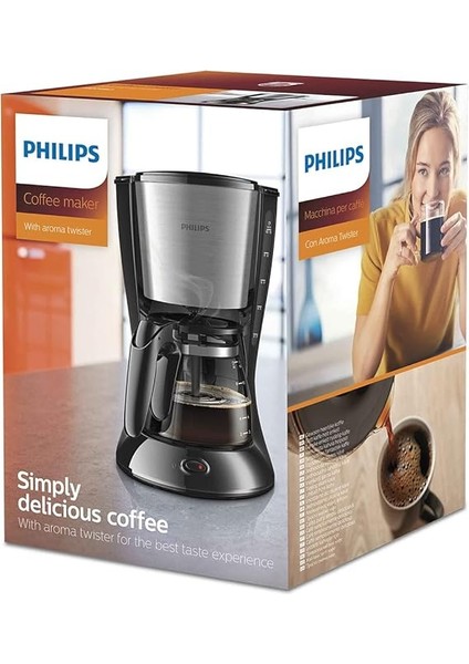 HD7462/20 Kahve Makinesi, Cam Sürahi, 1.2l Kapasite, Makinede Yıkanabilir, 1000 W, Siyah, Metal indirimleri