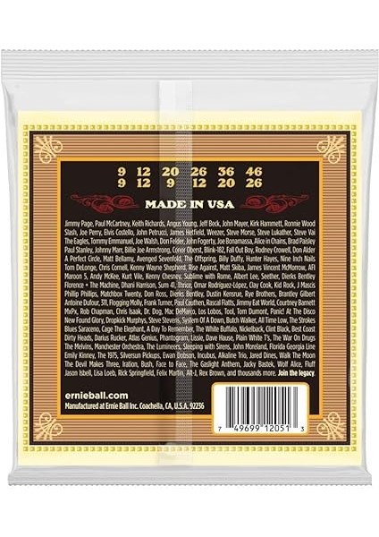 Ball Earthwood Ipek ve Çelik Yumuşak Akustik Gitar Telleri, 12 Telli, 80/20 Bronz, Ölçü 9-46 fiyatları