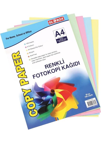 Renkli Karışık Fotokopi Kağıdı 100 Lü