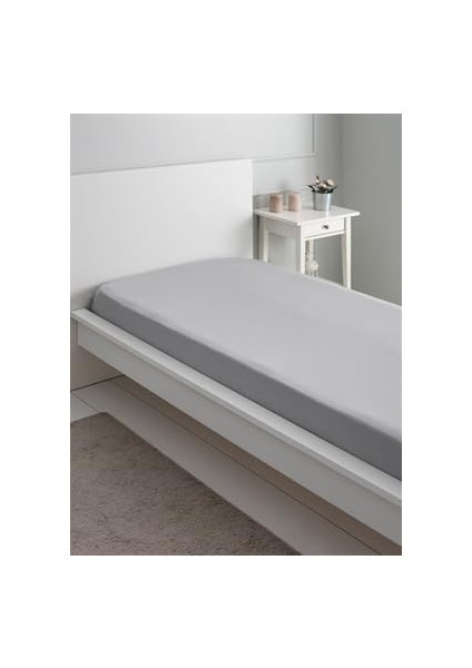 Çift Kişilik Battal Boy 180X200 Lastikli Penye Çarşaf - Açık Gri
