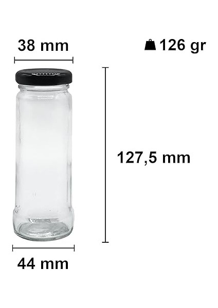 105 ml Metal Siyah Kapaklı Tuzluk Şeffaf Cam Kavanoz 10 Adet fiyatları