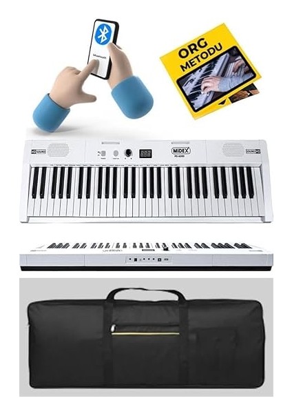PS4000WH Tuş Hassasiyetli 61 Tuşlu Org Bluetooth USB Midi Metod (Sustain Pedalı Çanta) fiyatları
