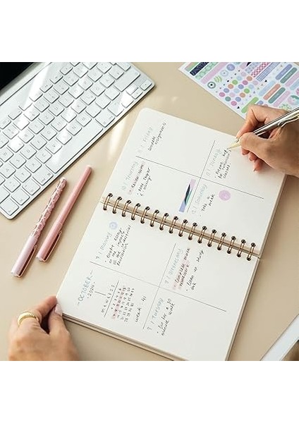 A5 Spiralli Sert Kapak Keten Noktalı Tarihsiz Not Defteri Yeşil fiyatları